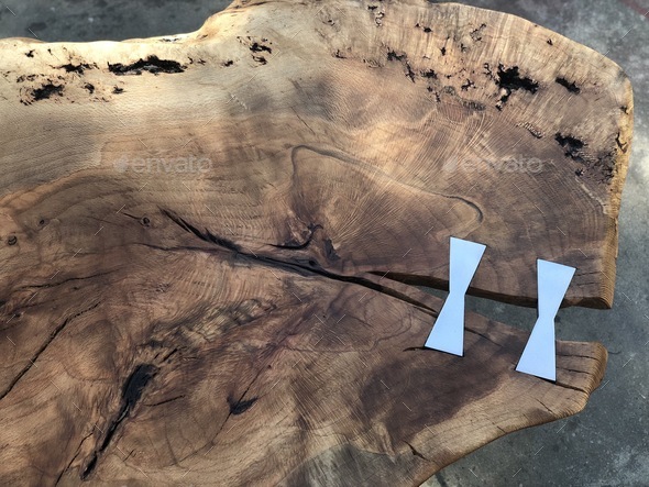 Oak wood live edge slab natural shape coffee table bow ties furniture decor interior design