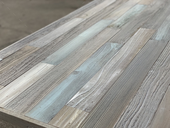 Rustic furniture table top mixed blue whitewash grey wood planks
