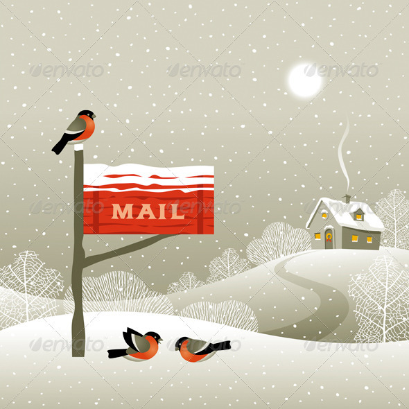 Mailbox On The Forest Edge - Christmas Seasons/Holidays