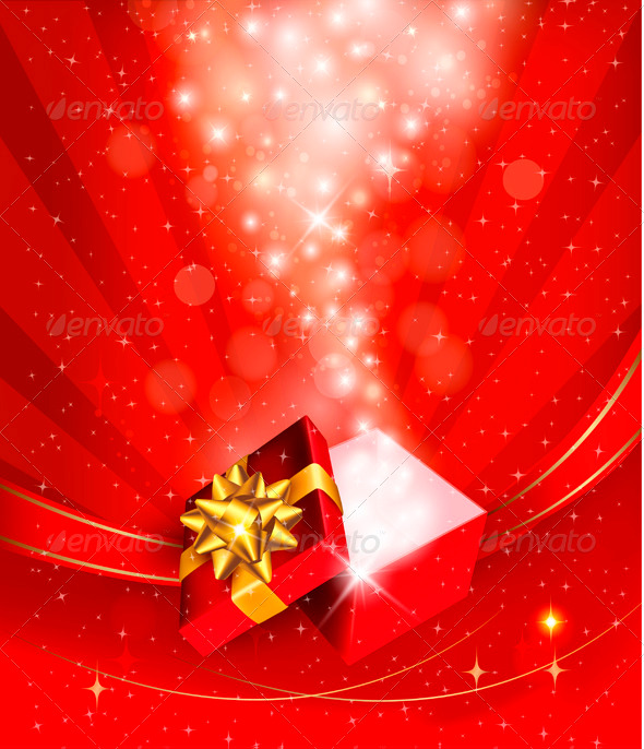 Christmas Background with Open Gift Box - Christmas Seasons/Holidays