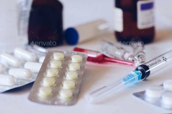 Tablets, ampoules, mixtures - Stock Photo - Images