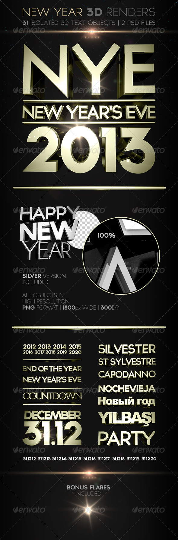 New Year 3D Renders - Text 3D Renders