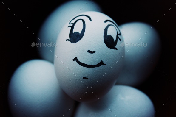 To be a good egg is easy with a nice smile. Standing out of the crowd egg.