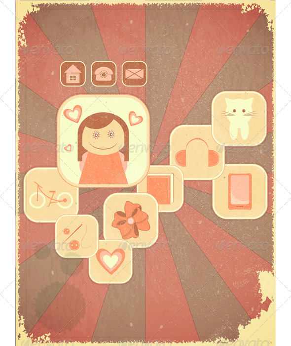 Retro Placard - Girls Hobby - Conceptual Vectors