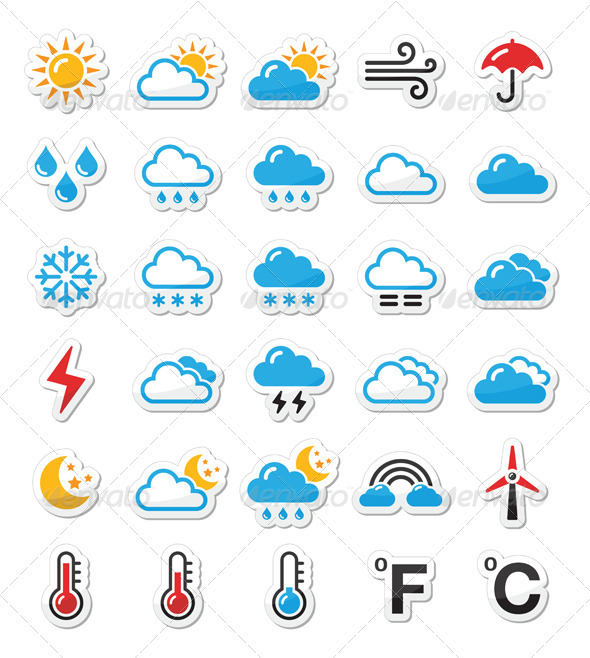 Weather Icons Set as Labels - Seasons Nature
