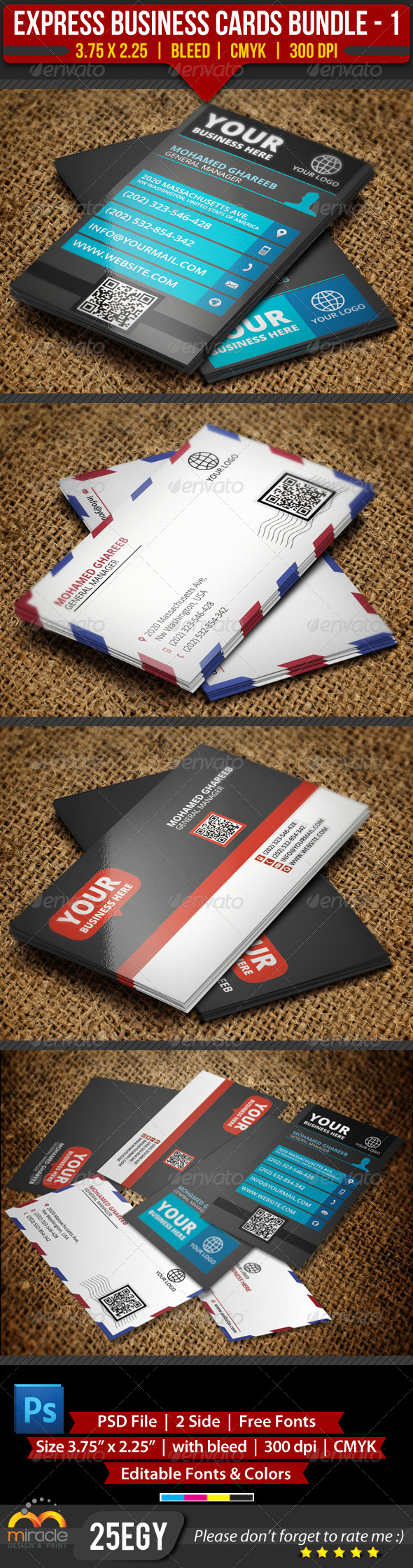 Express Business Cards Bundle 1 By 25EGY