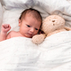 Newborn baby goes to sleep with his teddy bear - PhotoDune Item for Sale