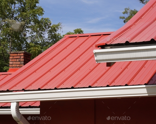 Red metal roof - Stock Photo - Images