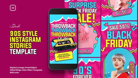 90s Style Instagram Stories Template Elements template preview