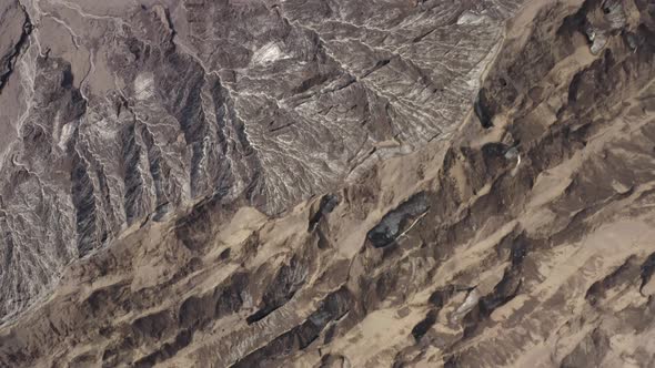 Rugged Surface Of The Katla Volcano Crater On Myrdals Glacier In Iceland. aerial drone top-down alt