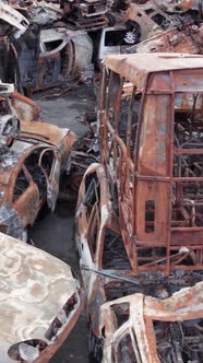 Vertical Video of the War in Ukraine  Destroyed Cars alt