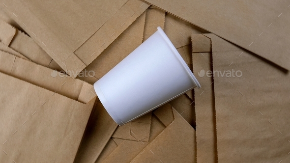 Paper package, eco-friendly disposable biodegradable packaging for goods, and empty paper cup.