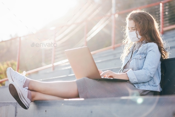 Woman working at laptop. - Stock Photo - Images