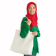 Happy middle aged muslim woman holding white eco tote bag and smiling, standing over white studio - PhotoDune Item for Sale