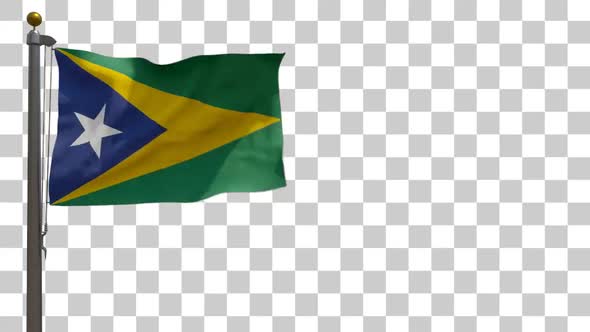 Aguas Buenas Flag (Puerto Rico) on Flagpole with Alpha Channel alt