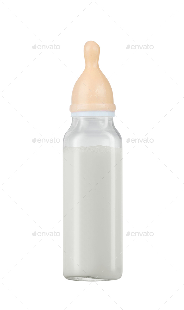 Isolated baby bottle with milk on white background