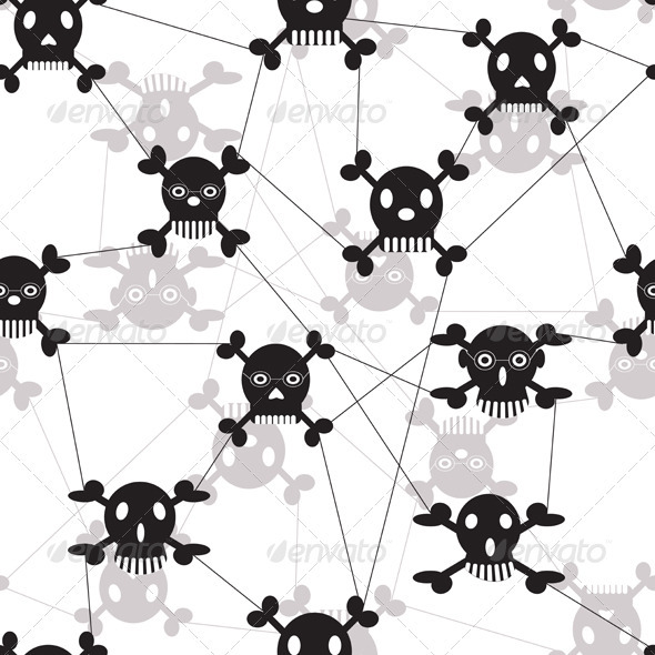 Network With Skulls And Crossbones - Patterns Decorative