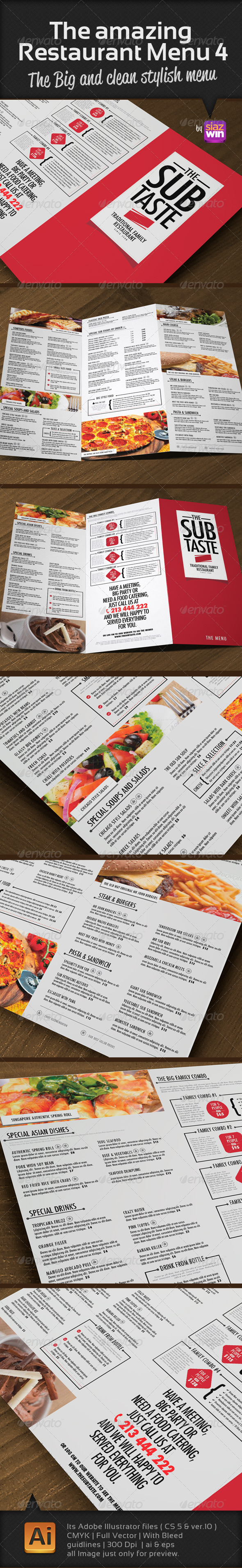 The Restaurant Menu 4 - Food Menus Print Templates