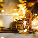 Christmas cookies and glass warm milk. Winter holiday Santa breakfast. - PhotoDune Item for Sale