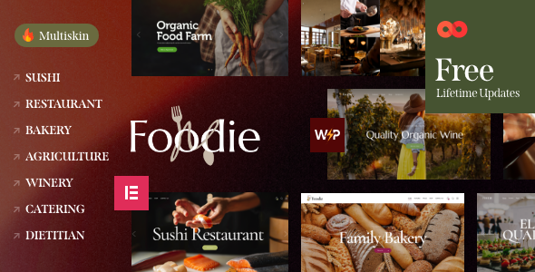 Foodie  Food & Wine Elementor Multiskin WordPress Theme