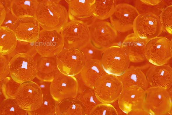 Macro photo of red caviar close up, salmon caviar background - Stock Photo - Images