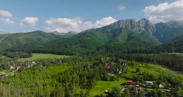 Aerial View of Zakopane in Tatra Mountains Beautiful Landscape and Houses at the Foot of the alt