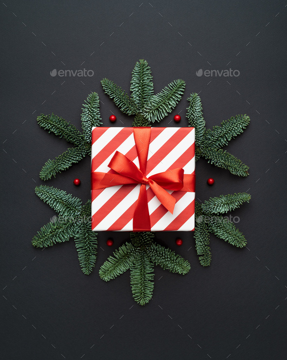 Christmas card with gift box Stock Photo by Kotenko PhotoDune