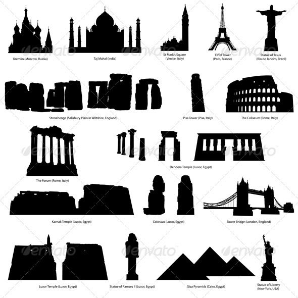 Landmark Silhouette Set - Buildings Objects