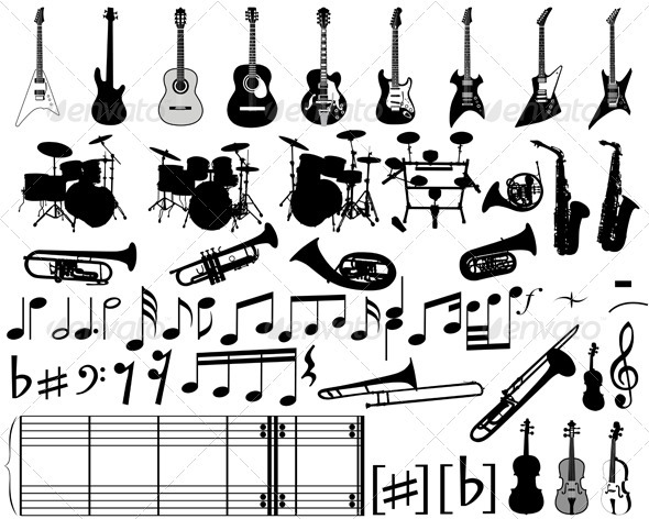 Musical Elements and Instrument Set - Man-made Objects Objects