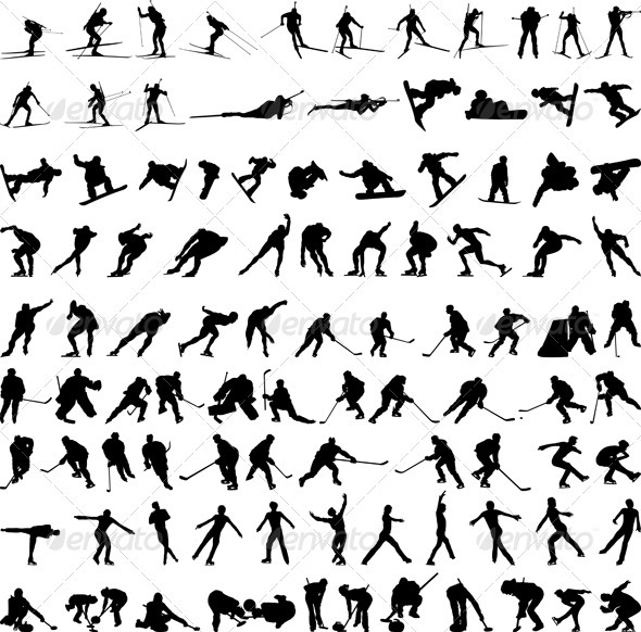 Set of Winter Sport Silhouettes - Sports/Activity Conceptual