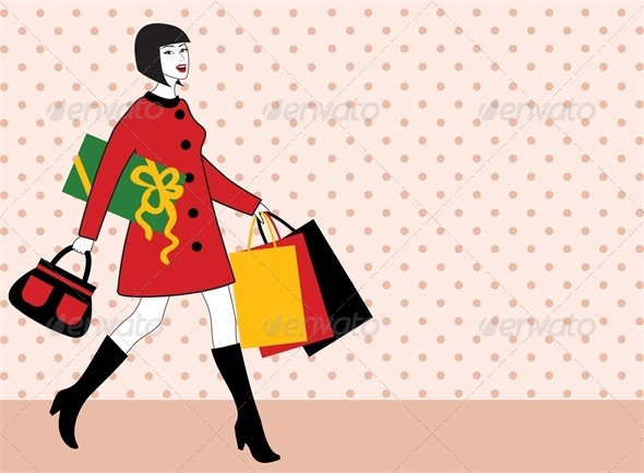 Woman with shopping bag and gift - Retail Commercial / Shopping