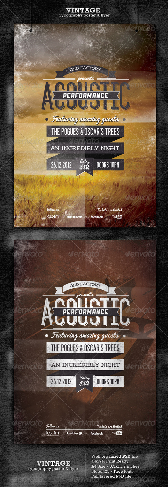 Vintage Typography Poster/Flyer - Concerts Events