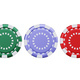 Casino poker chips in a row, isolated on white. Colorful casino tokens top view, 3d - PhotoDune Item for Sale