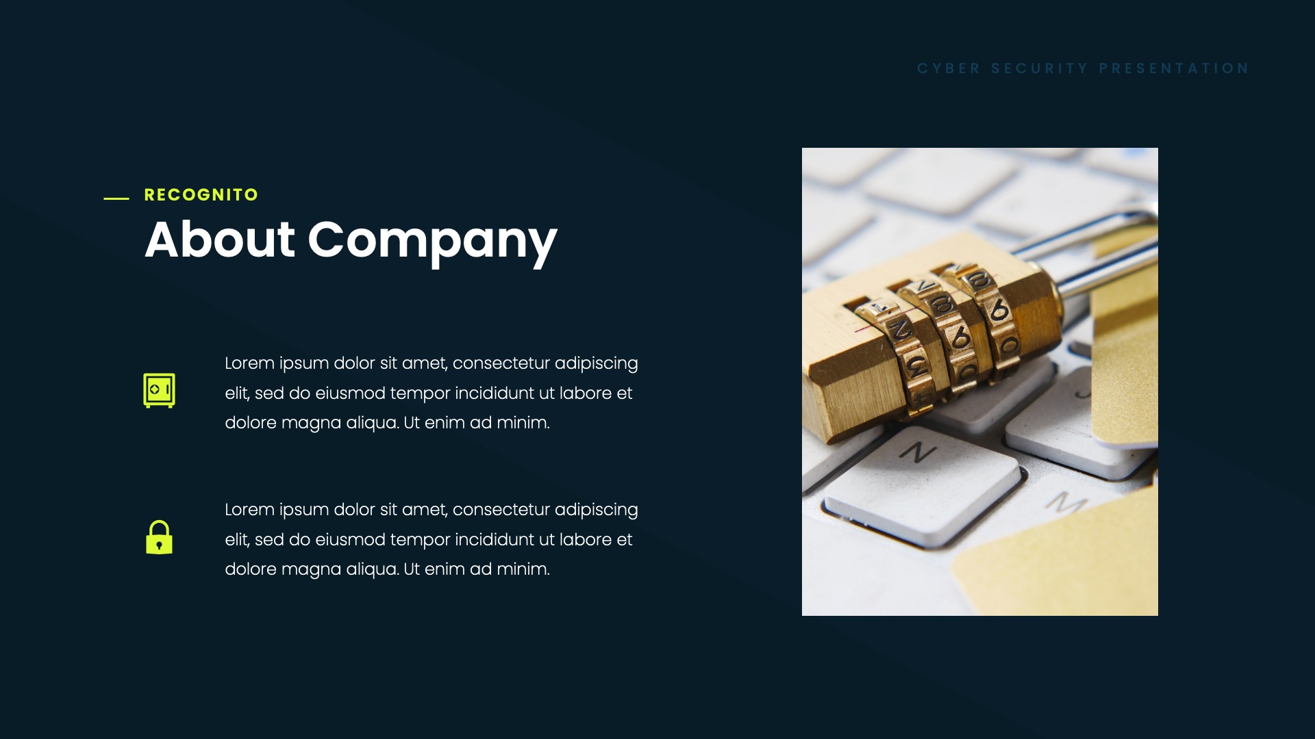 Recognito - Cyber Security PowerPoint Presentation, Presentation Templates