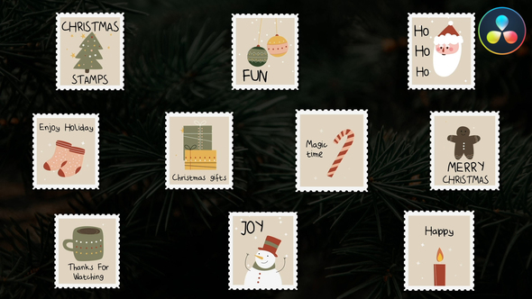 Christmas Stamps Titles for DaVinci Resolve