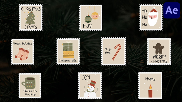 Christmas Stamps Titles for After Effects