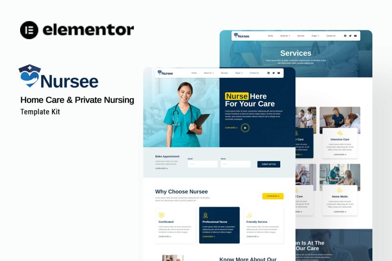 Nursee – Homecare & Private Nursing Elementor Template Kit