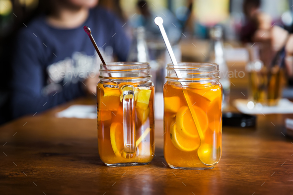 Fruit tea in a jar - Stock Photo - Images