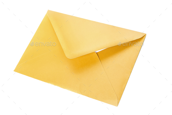 Yellow envelope isolated - Stock Photo - Images