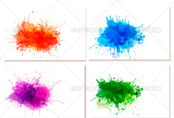 Collection of Colorful Abstract Watercolor Banners - Backgrounds Decorative
