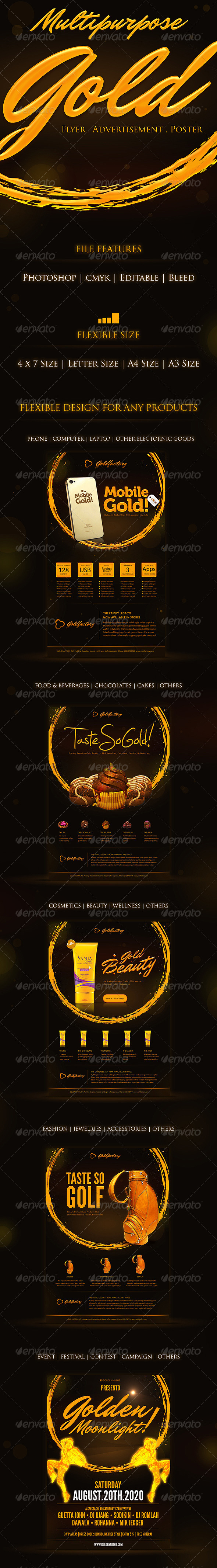 Multipurpose Gold Print Template - Clubs & Parties Events