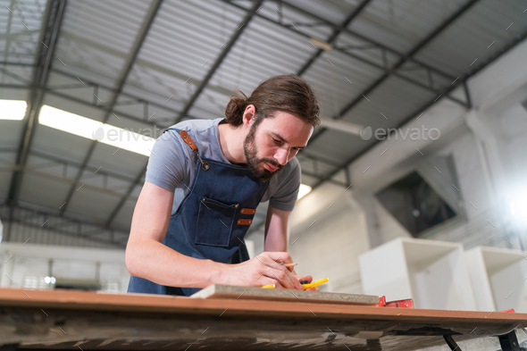 A furniture workshop making bespoke contemporary furniture pieces using traditional skills in modern - Stock Photo - Images