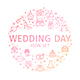 Wedding Day Round Design Template Thin Line Icon Concept. Vector 