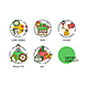 Casino Concept Thin Line Icons Labels Set. Vector 