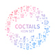Coctails Round Design Template Thin Line Icon Concept. Vector 
