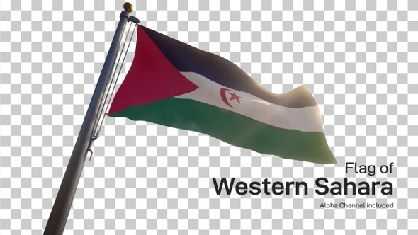 Western Sahara Flag on a Flagpole with Alpha-Channel alt