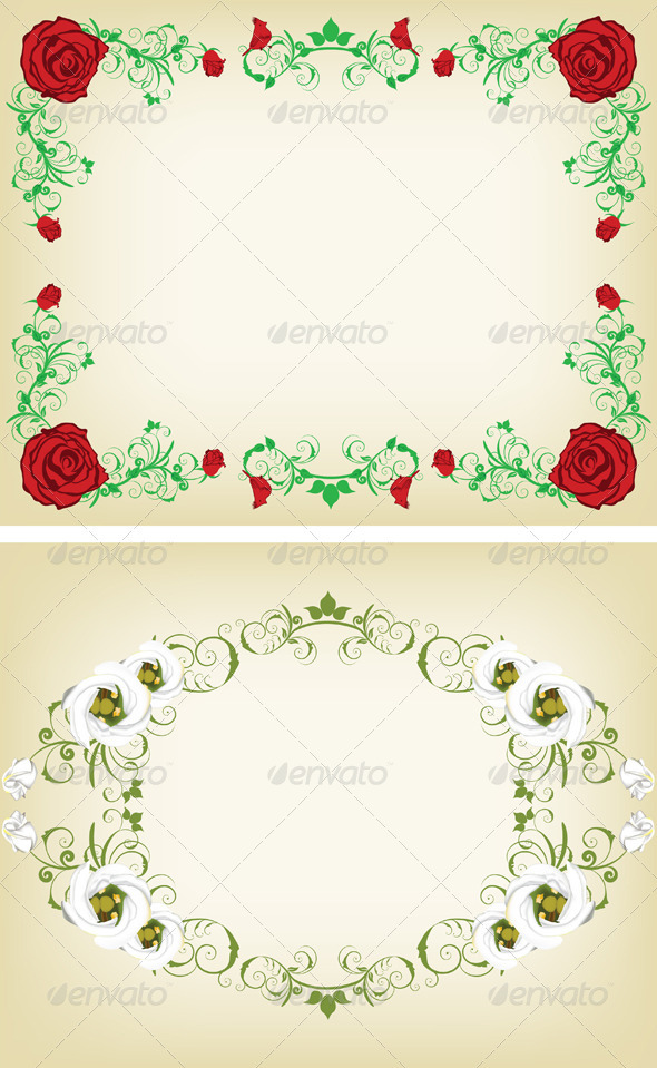 Vintage Floral Frame Set - Flowers & Plants Nature