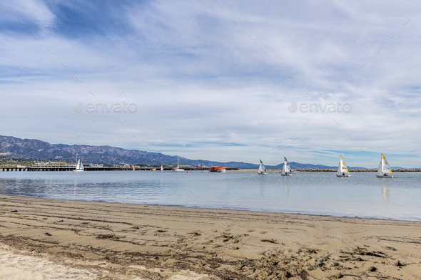 Santa Barbara Harbor boating leisure - Stock Photo - Images