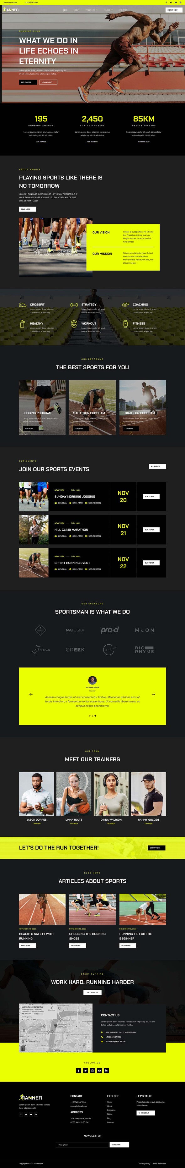 Ranner - Marathon Running Club  & Sports Elementor Template Kit