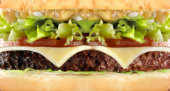 Cheeseburgermacro close-up